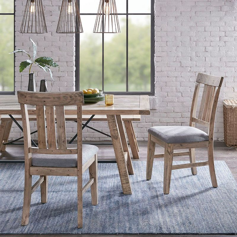 Ink+Ivy Set of 2 Sonoma Dining Side Chair Natural/Gray: Upholstered, Wood Frame, Foam Cushion