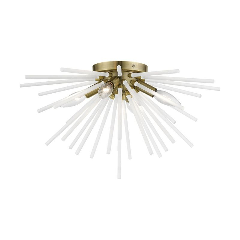 Livex Lighting Uptown 4 - Light Flush Mount in  Antique Brass