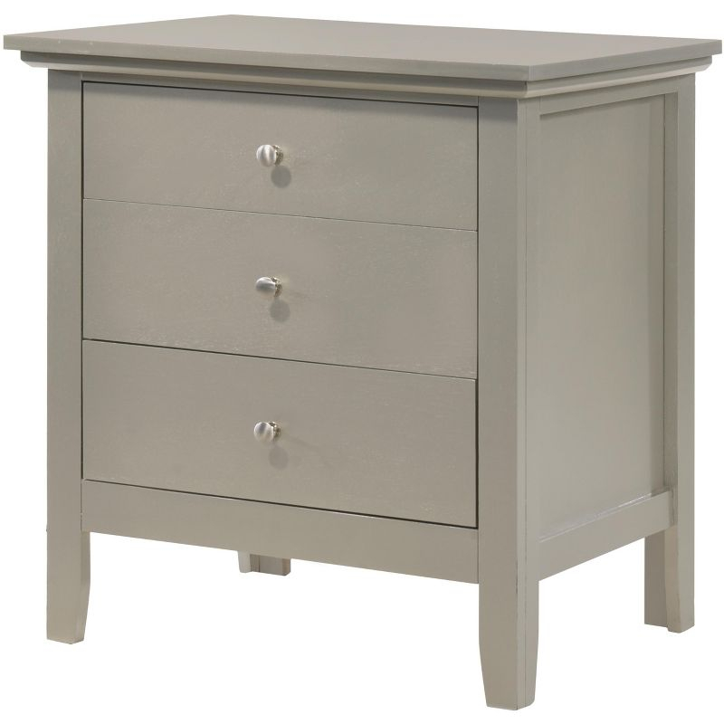 Passion Furniture Hammond 3-Drawer Silver Champagne Nightstand (26 in. H x 24 in. W x 18 in. D)
