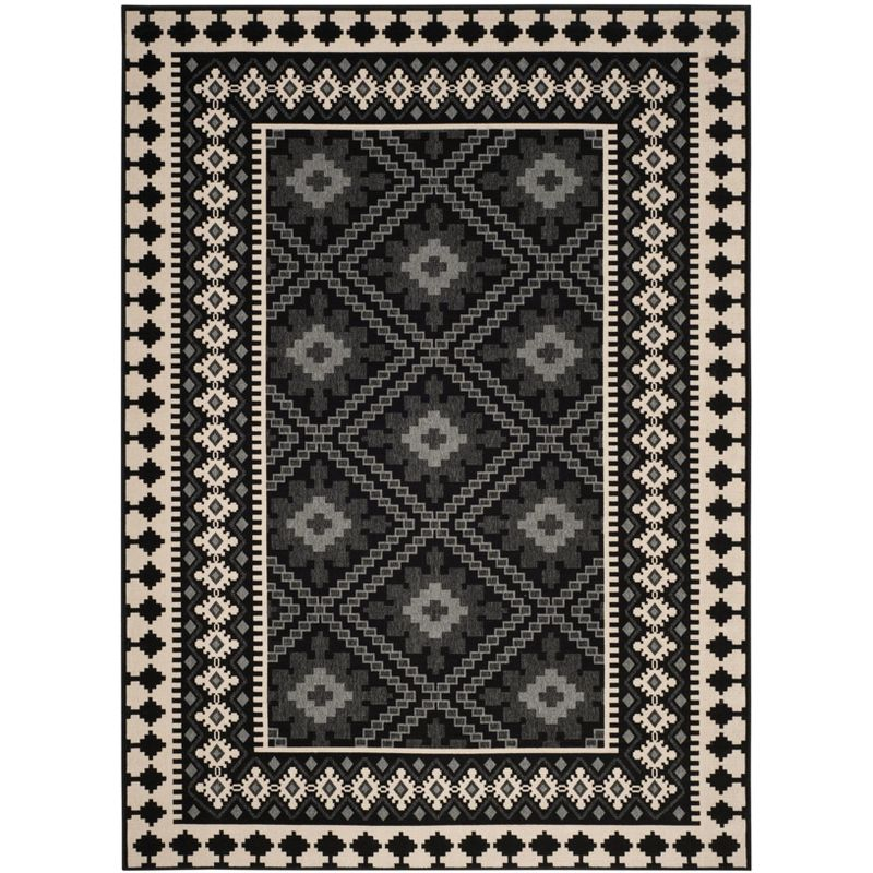 Veranda VER099 Power Loomed Indoor/Outdoor Area Rug - Black/Creme - 9'x12' - Safavieh