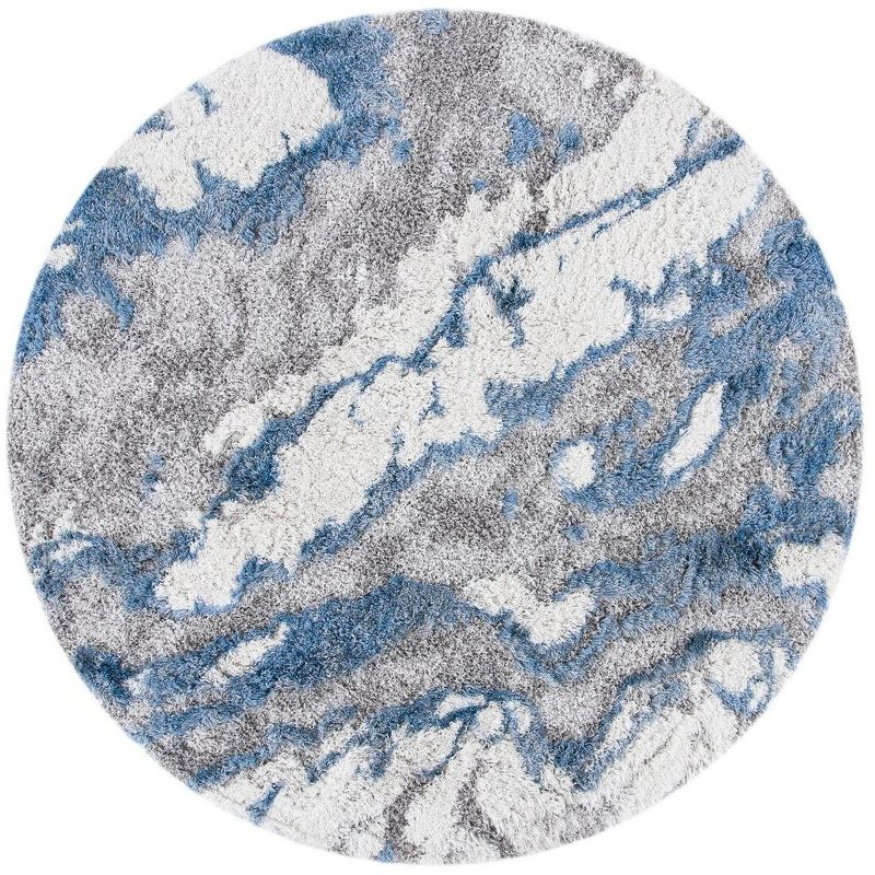 Horizon Shag 800 HZN890 Machine Made Area Rug - 5' Round - Grey/Blue - Safavieh
