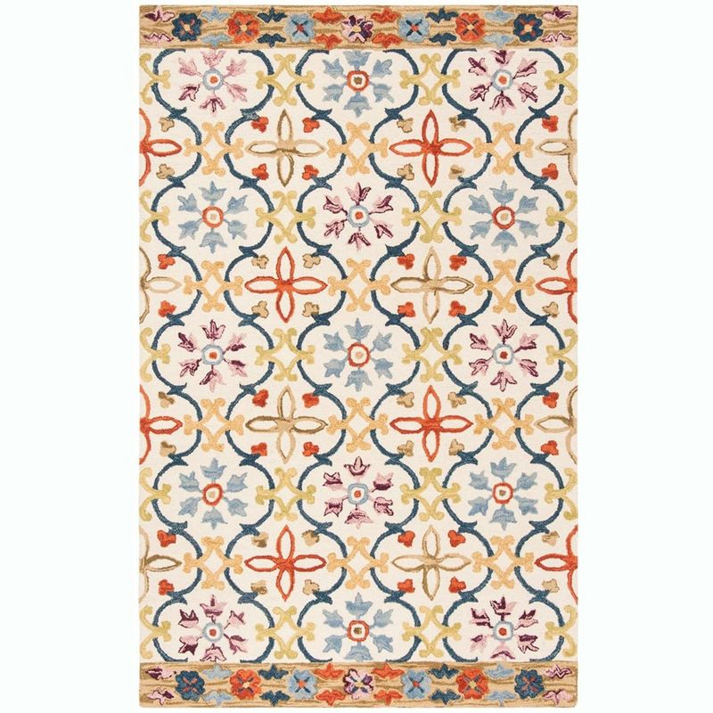 Suzani SZN310 Hand Hooked Indoor Area Rug - Ivory/Multi - 5'x8' - Safavieh.