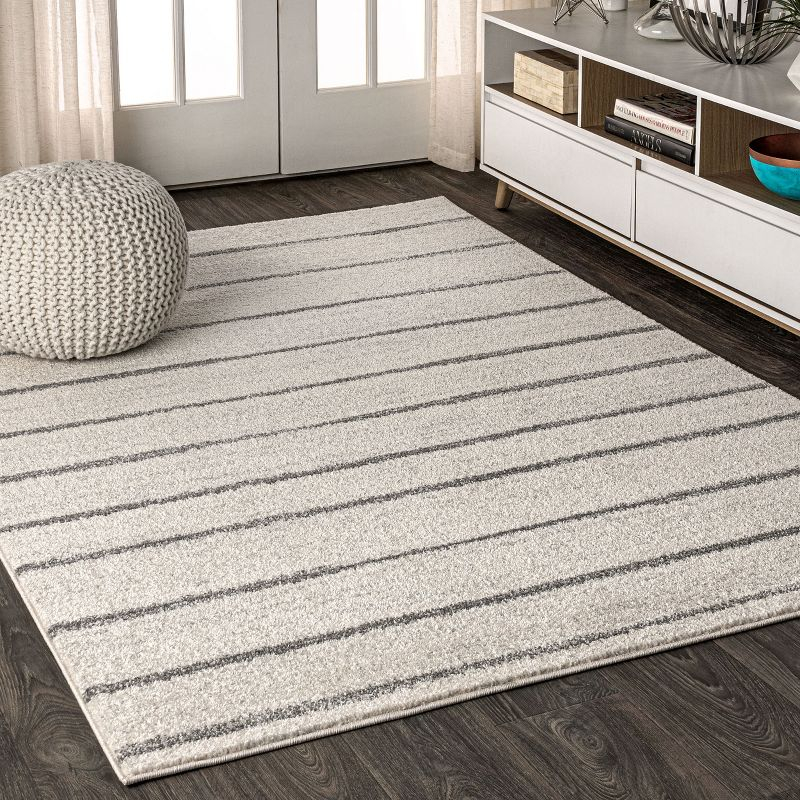 8'x10' Williamsburg Minimalist Stripe Area Rug, Cream/Gray - JONATHAN Y