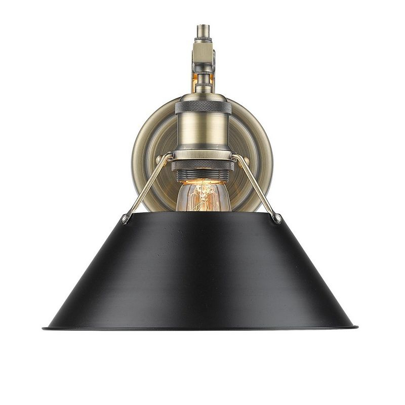 Golden Lighting Orwell 1-Light Wall Sconce in Aged Brass with Black