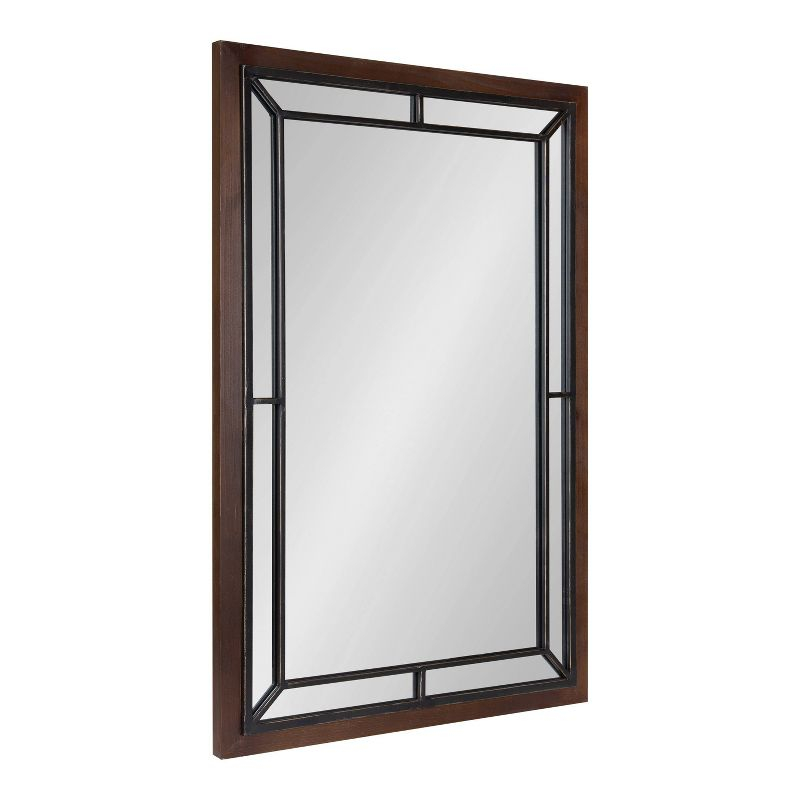 Kate & Laurel All Things Decor 24" x 36" Audubon Rectangle Wall Mirror Rustic Brown : Vintage Farmhouse Style, MDF Frame