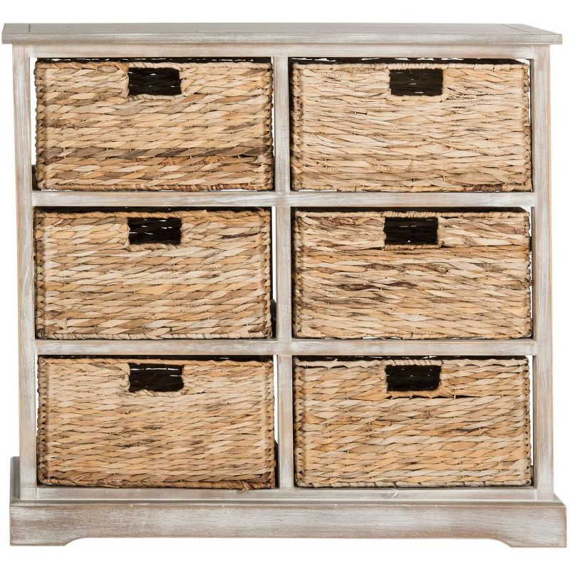 Keenan 6 Basket Storage Chest - AMH5740 - White Wash - Safavieh Couture