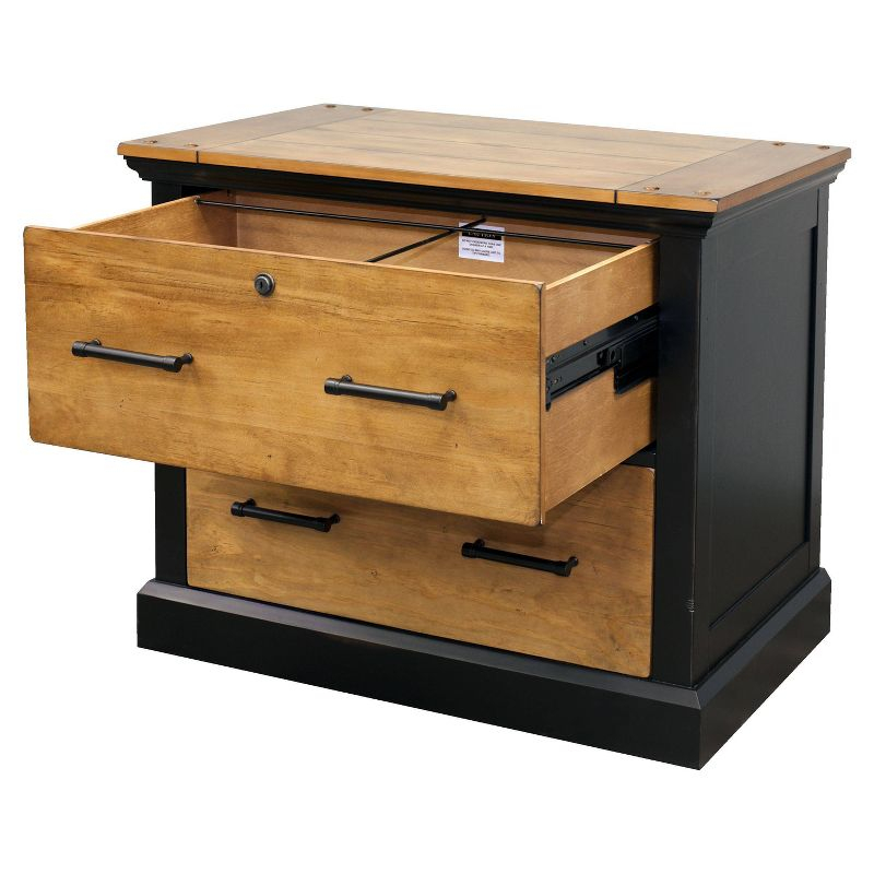 Toulouse File Cabinet Honey/Black - Martin Furniture: Wood Lateral Storage, No Assembly, 2-Drawer Design