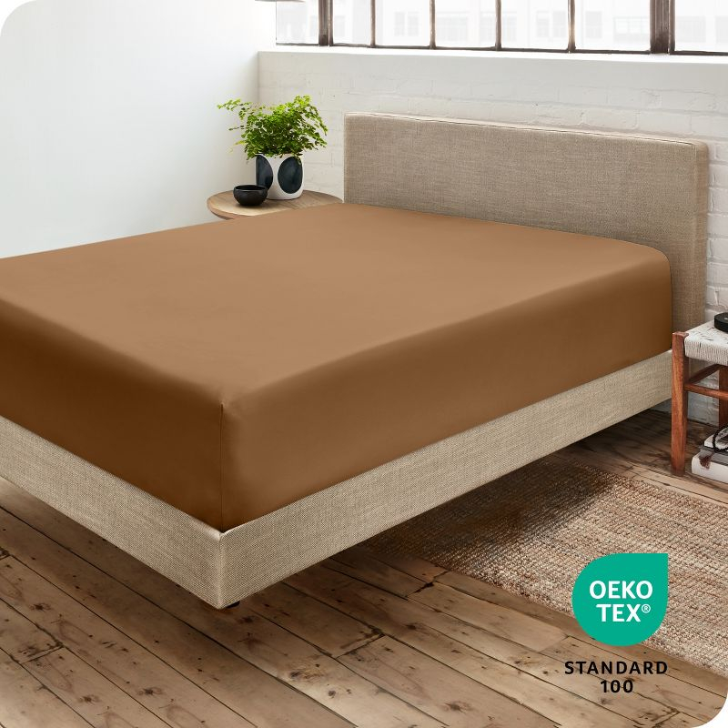Twin XL Caramel Ultra-Soft Double Brushed Fitted Sheet by Bare Home