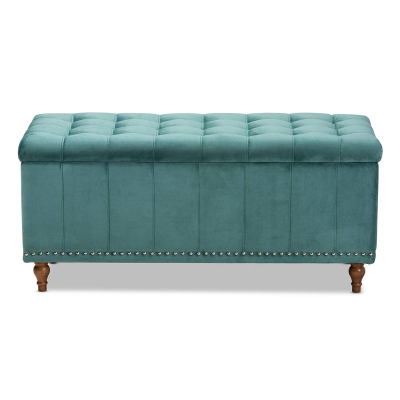Kaylee Velvet Upholstered Button Tufted Ottoman Bench with Interior Storage - Baxton Studio