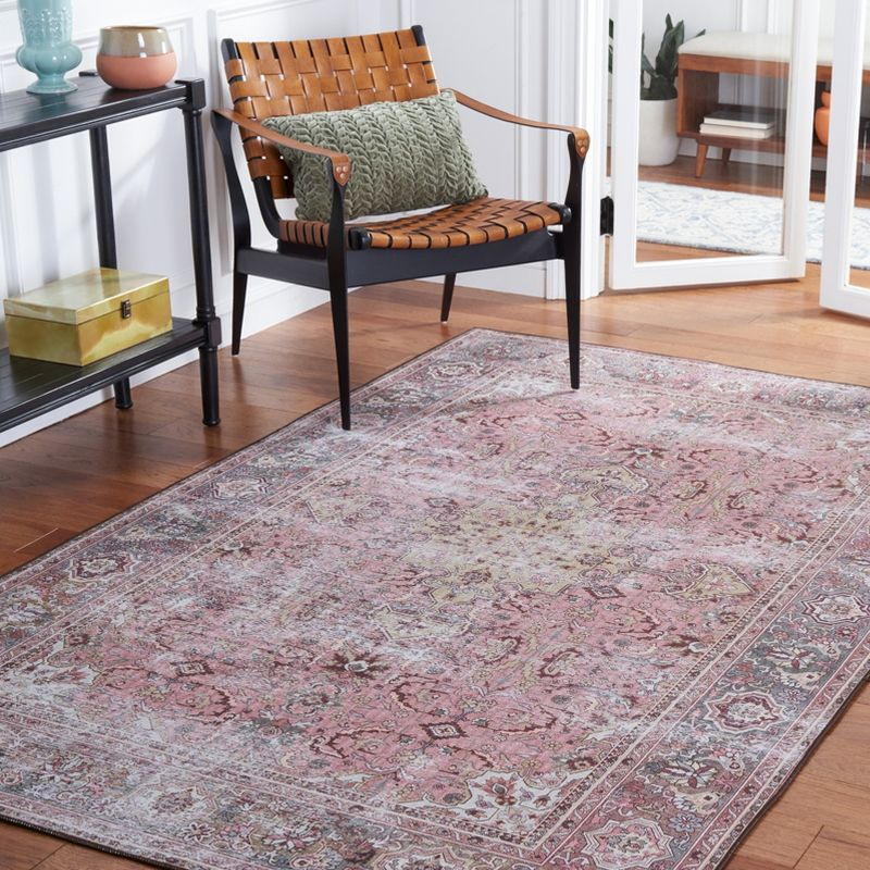 Tucson TSN144 Power Loomed Machine Washable Area Rug - Pink/Beige - 6'x6' - Safavieh.