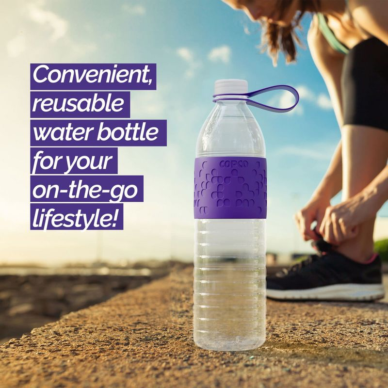 Copco Hydra Sports Water Bottle 20 Ounce Non Slip Sleeve BPA Free Tritan Plastic Reusable - Purple 2510-2194