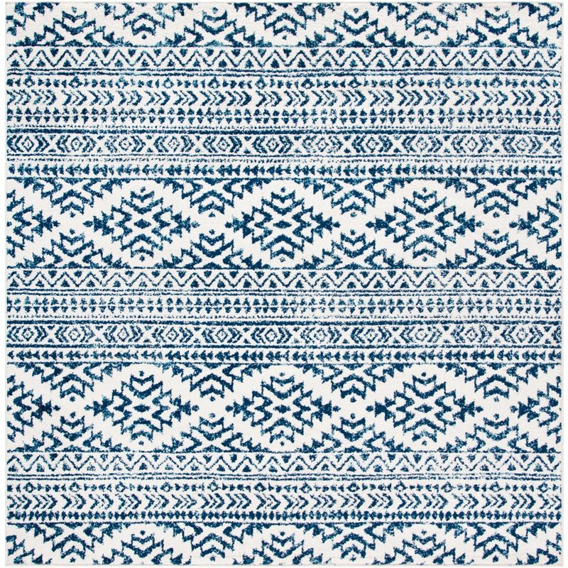 Tulum TUL272 Power Loomed Area Rug - Ivory/Navy - 9'x9' - Safavieh.