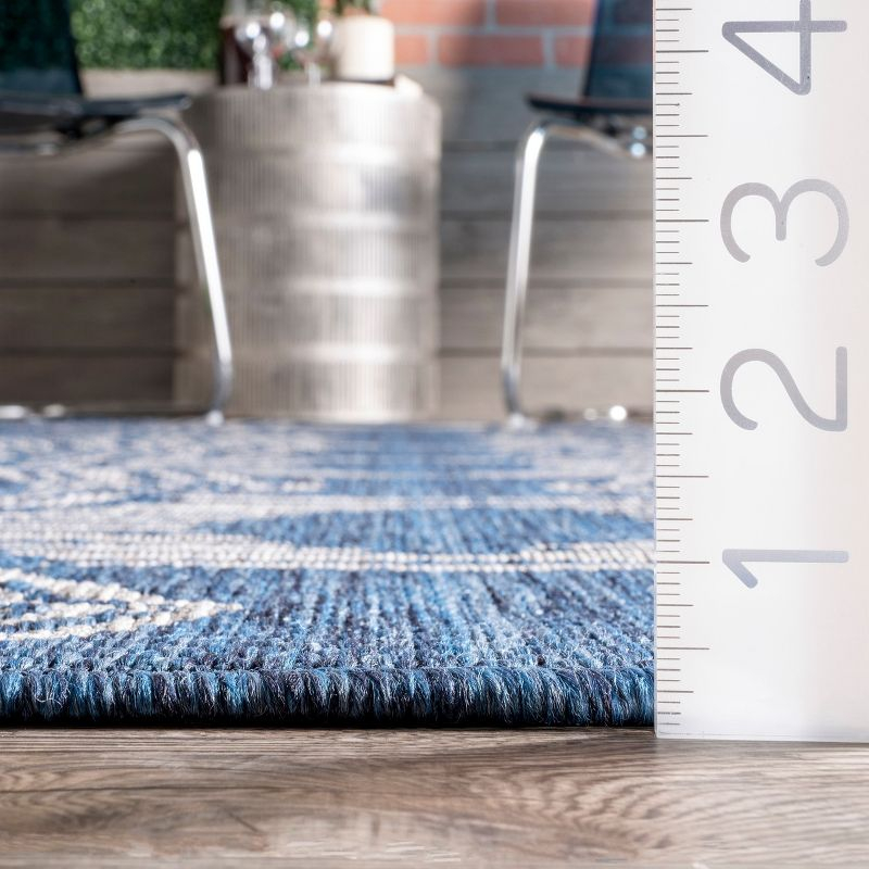 nuLOOM 10' x 12' Outdoor Geometric Area Rug, Stain Resistant, Weather Resistant, High Traffic, Patio, Balcony, Outside, Ranya Blue