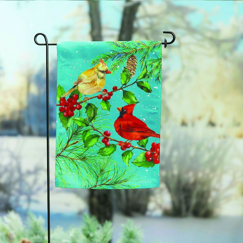Evergreen Cardinal Couple Suede Garden Flag 12 x 18 Inches Indoor Outdoor Decor