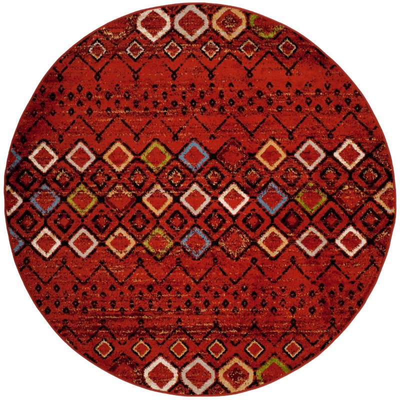 Amsterdam AMS108 Power Loomed Indoor Area Rug - Terracotta/Multi - 5'1" Round - Safavieh