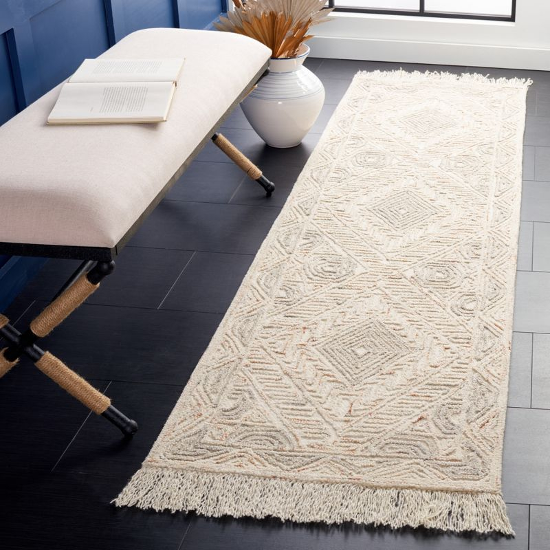 Ikat IKT801 Hand Tufted Runner Rug - Ivory/Grey - 2'3"x8' - Safavieh.