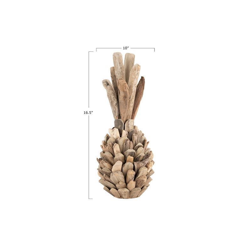Driftwood Pineapple Decorative Sculpture (7.75"x16.5") - Storied Home: Unique Bohemian Style, Indoor Summer Accent