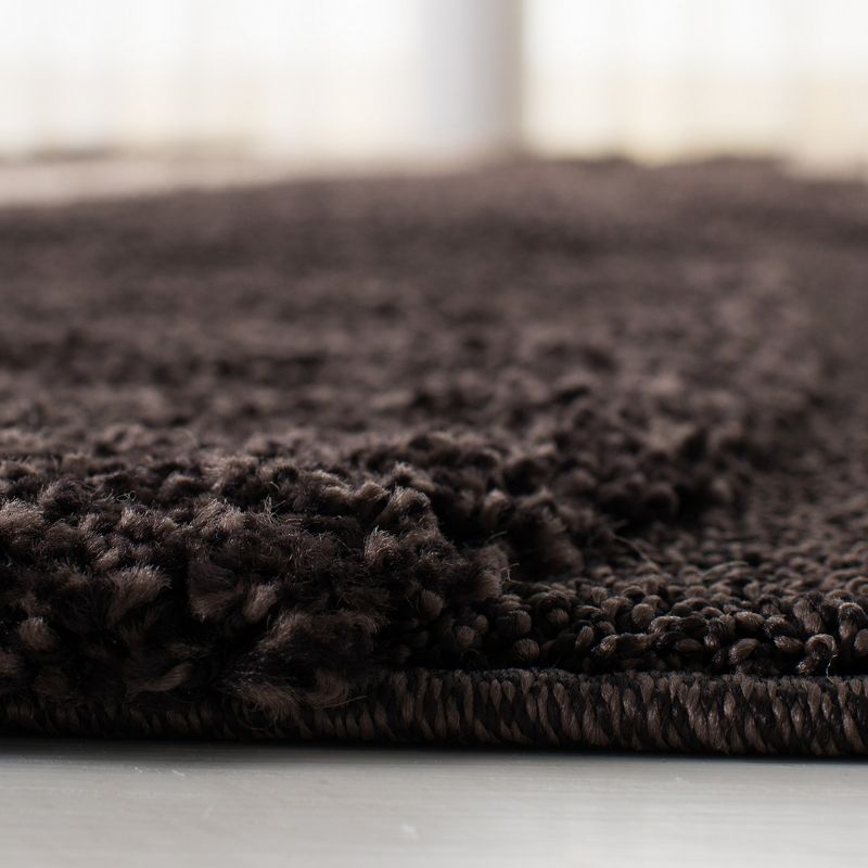 Florida Shag SG451 Power Loomed Indoor Area Rug - Dark Brown/Beige - 5'x5' Square - Safavieh