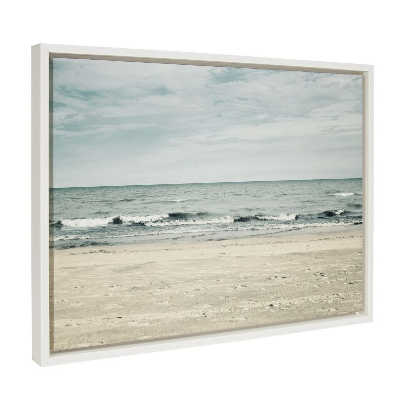 Kate and Laurel Sylvie Beach 2 Framed Canvas by Emiko and Mark Franzen of F2Images, 18x24, White