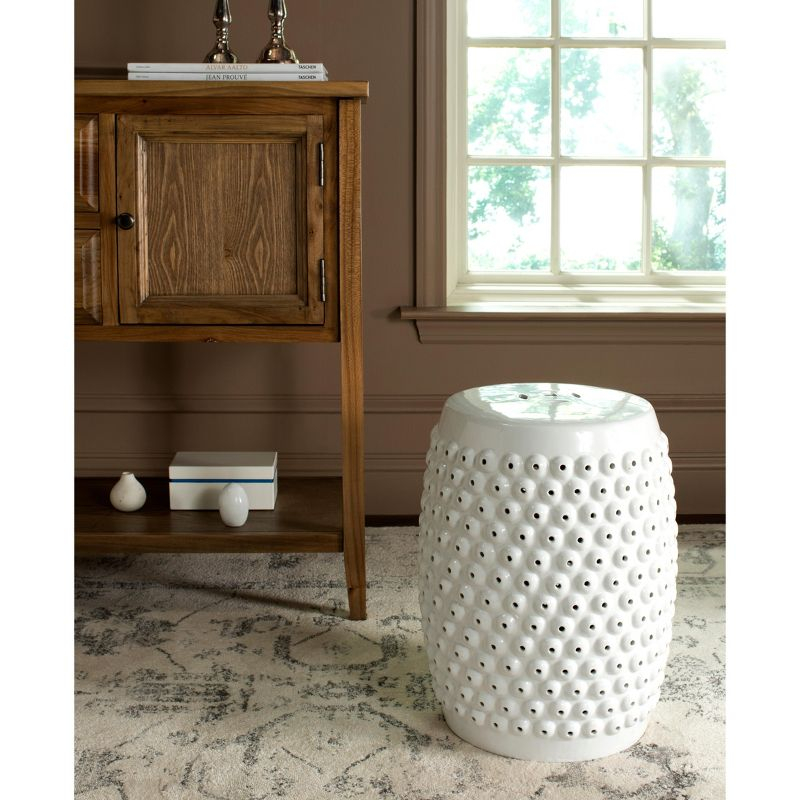 Stella Nailhead Garden Stool - Indoor/Outdoor - ACS4530 - White - Safavieh