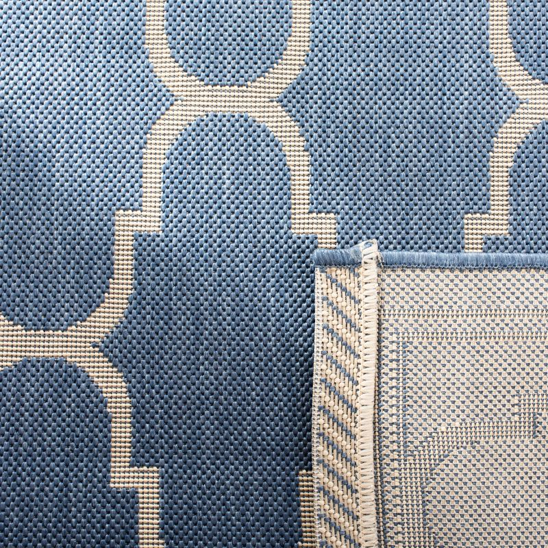 Courtyard CY6016 Power Loomed Indoor and Outdoor Area Rug - Blue/Beige - 9'x12'6" - Safavieh