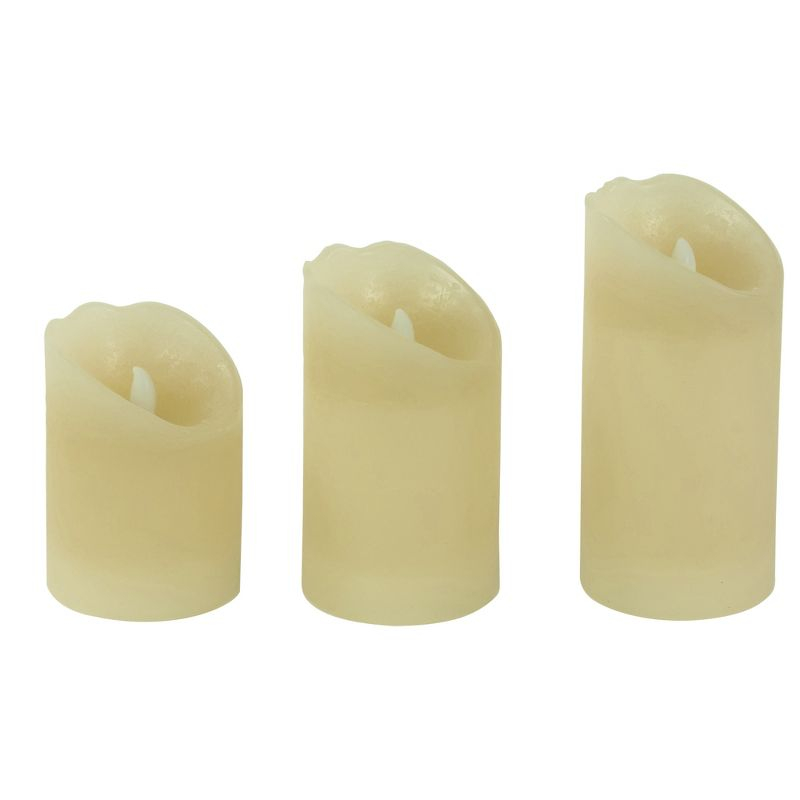 Northlight LED Operated Flameless Pillar Candles - 6" - Cream - Set of 3