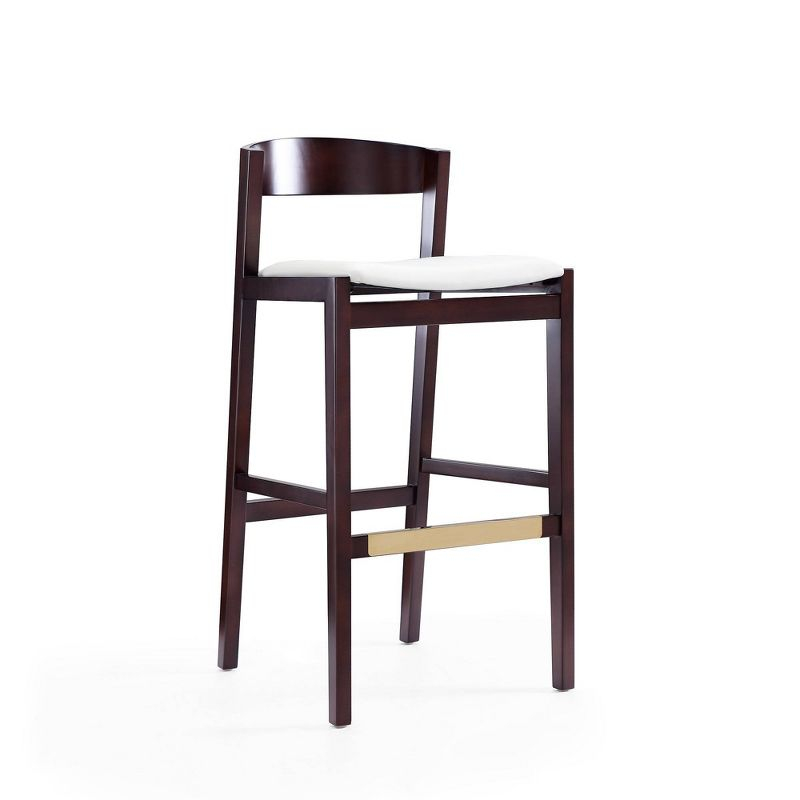 Set of 2 Klismos Upholstered Beech Wood Barstools Ivory - Manhattan Comfort: 30" Fixed Height, Foam Padded