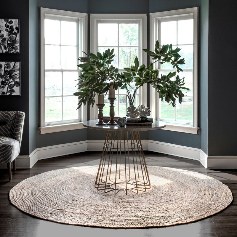 3' Round Hand Woven Rigo Jute Area Rug Natural - nuLOOM