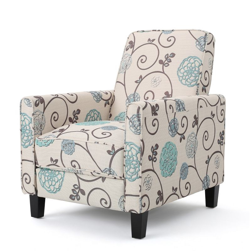 Darvis Fabric Recliner White - Christopher Knight Home: Petite Design, Tapered Legs, Piped Edges
