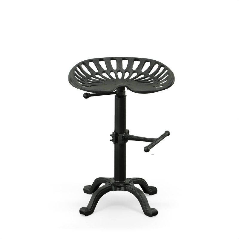 Carolina Living Adjustable Tractor Seat Counter Height Barstool Black: Vintage Style, Iron Base, 22-33" Height