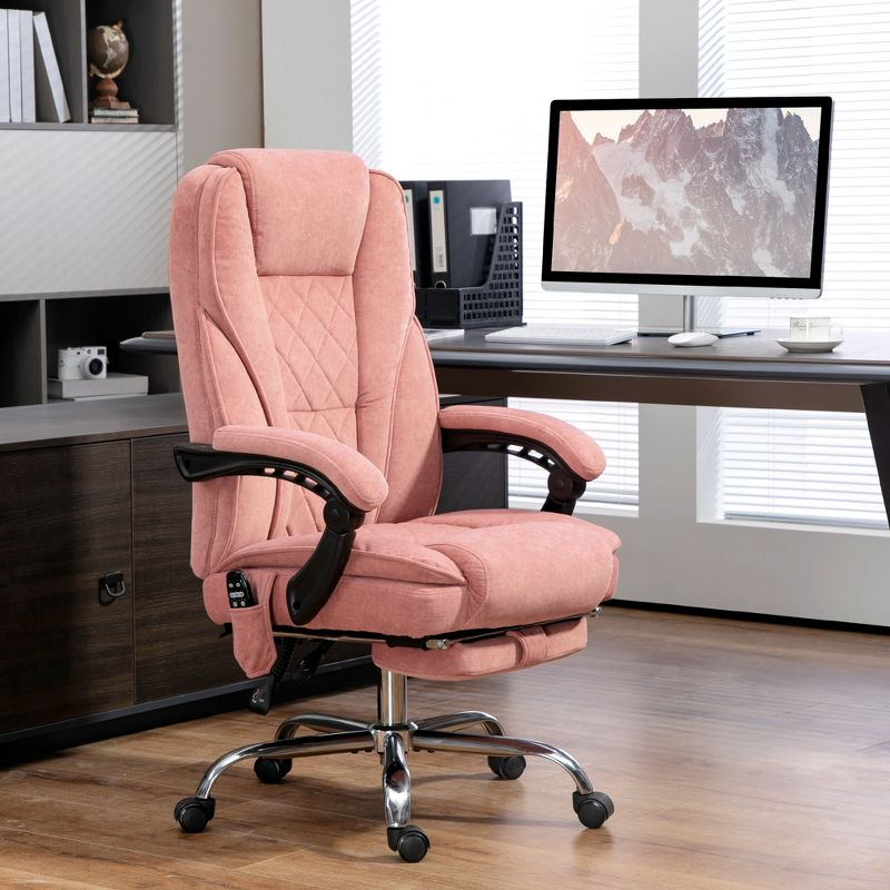Vinsetto Executive Massage Office Chair, Heated Computer Desk Chair with Adjustable Height and Footrest, Pink