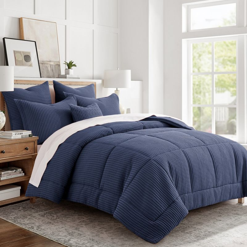 Mills Waffle Navy Twin Comforter Set - Levtex Home