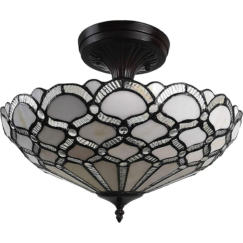 Amora Lighting Tiffany Style Ceiling Fixture Lamp 17" Wide