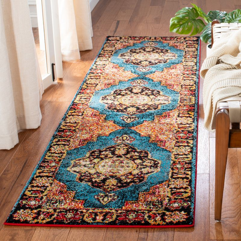 Vintage Hamadan VTH219 Power Loomed Indoor Runner Rug - Gold/Light Blue - 2'3"x8' - Safavieh