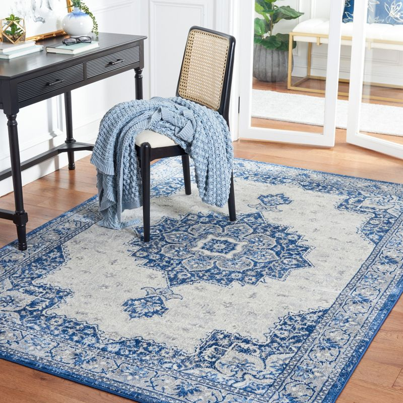 Brentwood BNT826 Power Loomed Indoor Area Rug - Blue/Ivory - 6'7"x6'7" - Safavieh