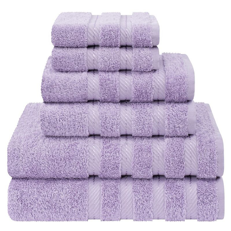 American Soft Linen 6 Piece Towel Set, 100% Cotton Bath Towels for Bathroom, Lilac