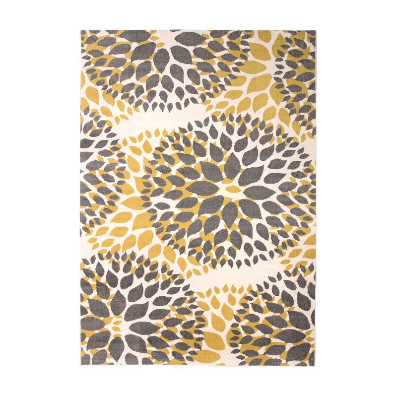 World Rug Gallery Modern Floral Circles Yellow 6'6" x 9' Area Rug