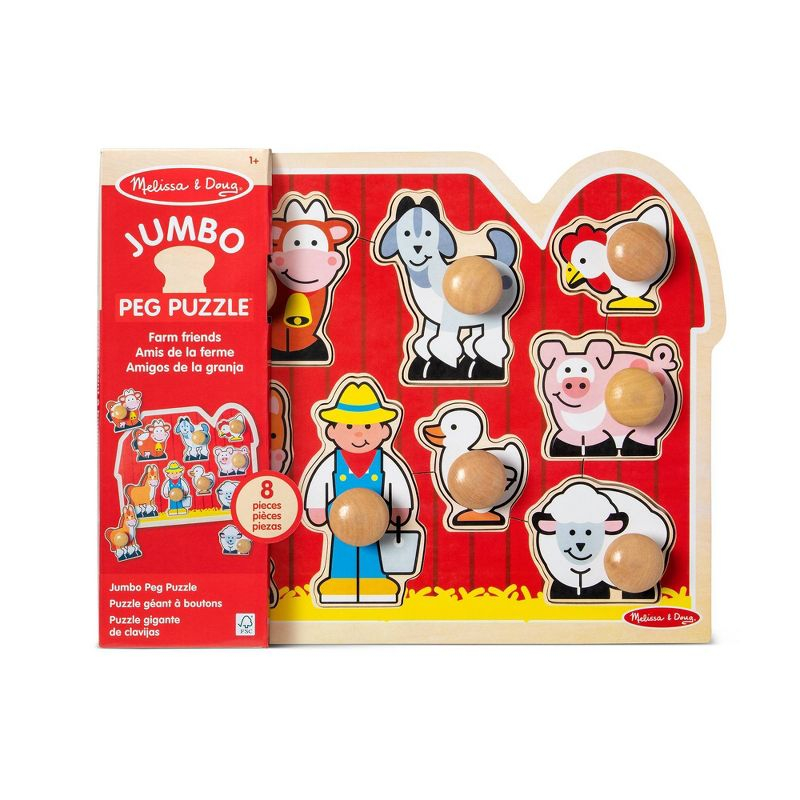 Melissa & Doug Farm Animals Jumbo Knob Wooden Puzzle (8pc)