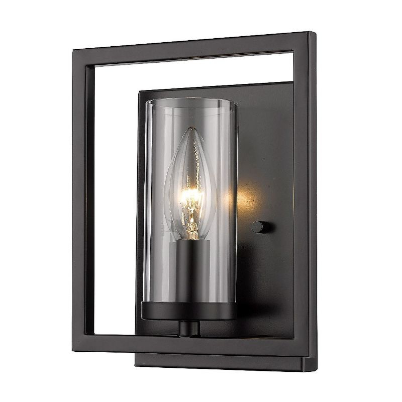 Golden Lighting Marco 1-Light Wall Sconce in Matte Black with Clear Glass