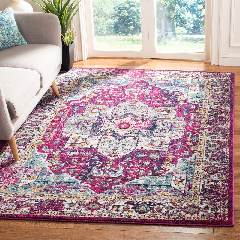 Evoke EVK275 Power Loomed Area Rug - Fuchsia/Ivory - 3'x5' - Safavieh.