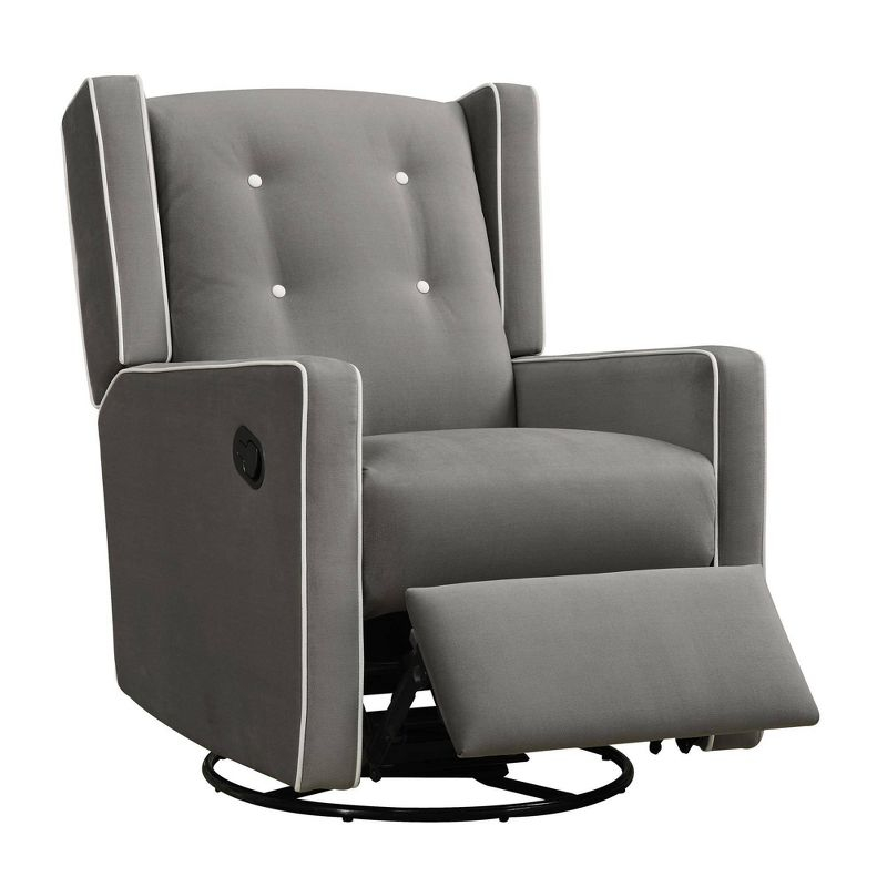 Baby Relax Shirley Swivel Glider Recliner Chair - Gray Microfiber