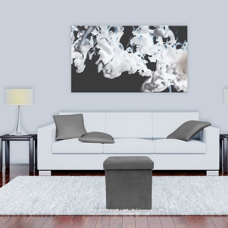 Sorbus Faux Suede Storage Ottoman Cube - Seat & Declutter! Plush cushion, hidden storage, lightweight & portable. Folds flat (Gray)