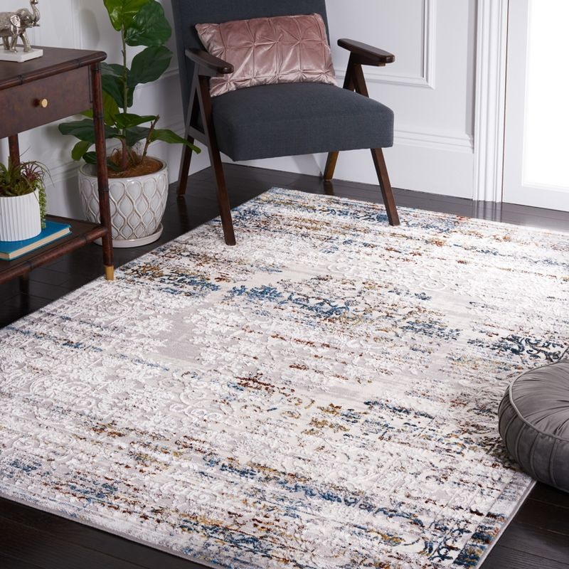 Amelia ALA298 Power Loomed Area Rug - Gray/Blue Gold - 8'x10' - Safavieh.