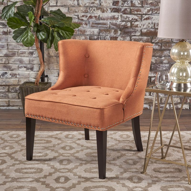 Adelina Occasional Chair - Orange - Christopher Knight Home: Upholstered Vanity Slipper Seat, Polyester Fabric
