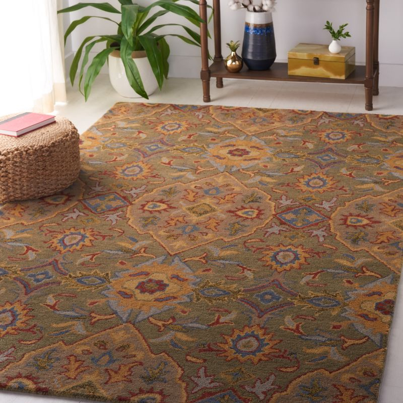 Heritage HG653 Handmade Area Rug - 8'x10' - Green/Yellow - Safavieh