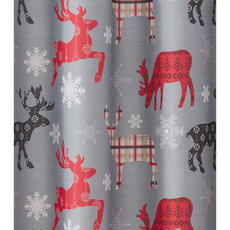 Kate Aurora Holiday Living Plaid Christmas Reindeer & Snowflakes Fabric Tablecloth - 8-10 Chairs