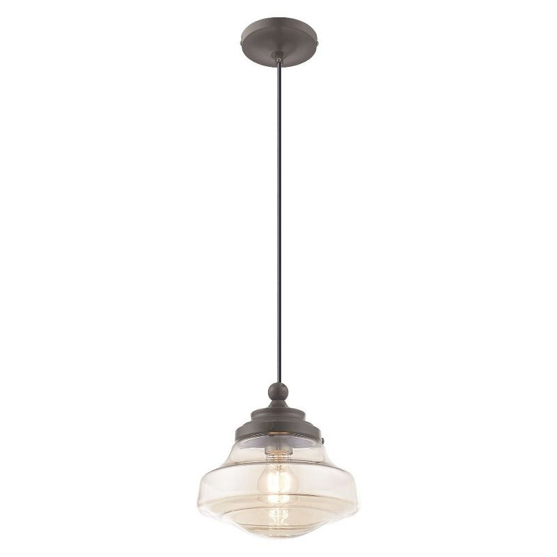 Livex Lighting Art Glass 1 - Light Pendant in  English Bronze