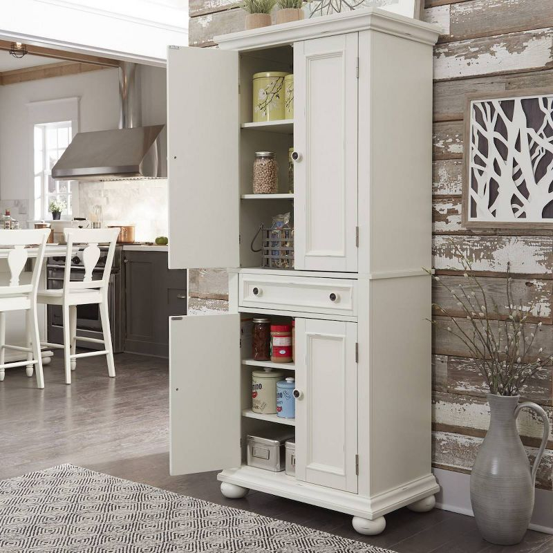 Home Styles Dover Kitchen Pantry White : Hardwood Construction, 4-Door Design, Adjustable Shelves, 1 Drawer