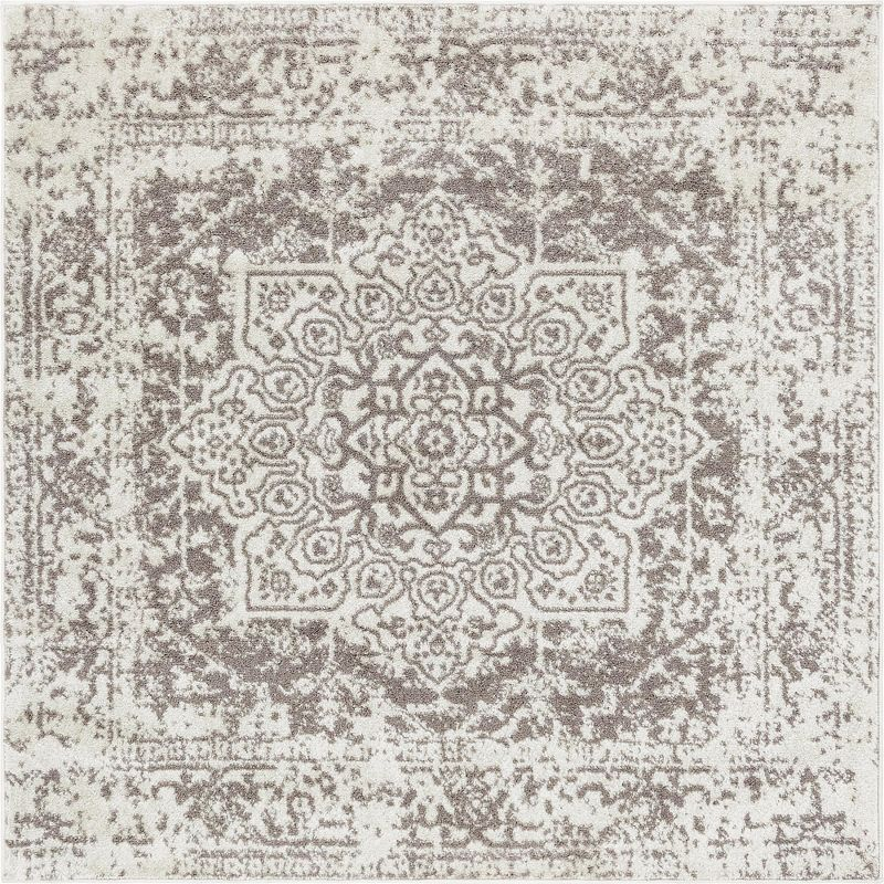 Unique Loom 5' 3 x 5' 3 Square White Richmond Medallion Area Rug