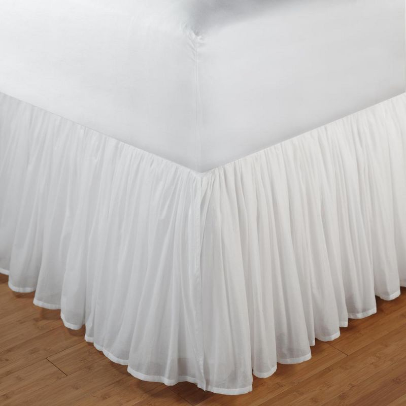 Greenland Home Fashion Cotton Voile Bed Skirt 18", White Queen